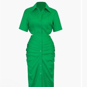 Micas Cut Out Ruched Midi Shirt Dress